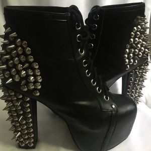 Black Leather Jeffrey Campbell Spiked Lita